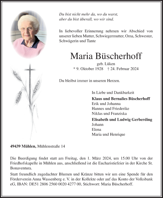 Anzeige von Maria Büscherhoff von OM-Medien