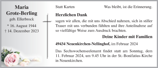 Anzeige von Maria Grote-Berling von OM-Medien