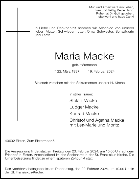 Anzeige von Maria Macke von OM-Medien