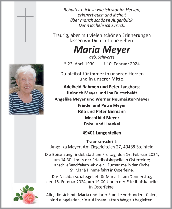 Anzeige von Maria Meyer von OM-Medien