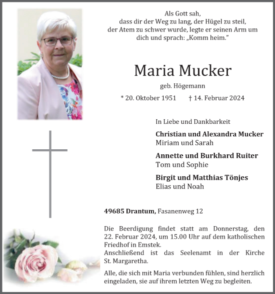 Anzeige von Maria Mucker von OM-Medien
