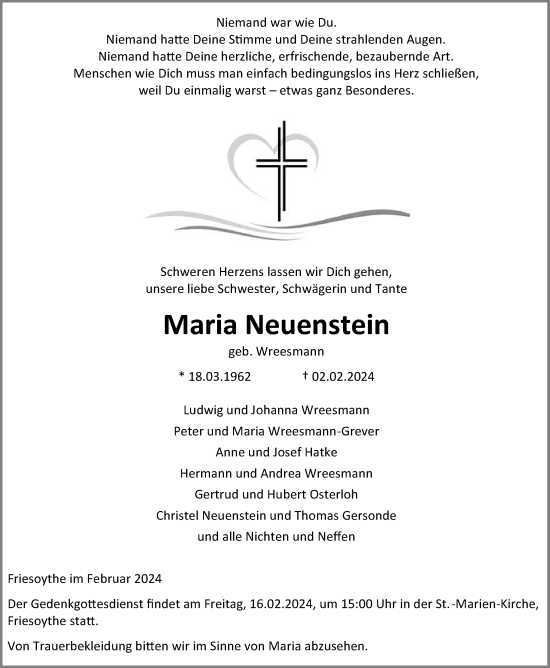 Anzeige von Maria Neuenstein von OM-Medien
