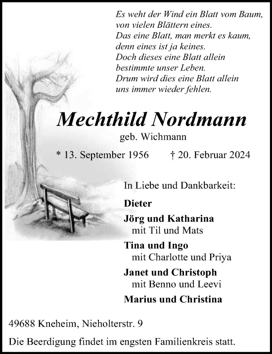 Anzeige von Mechthild Nordmann von OM-Medien
