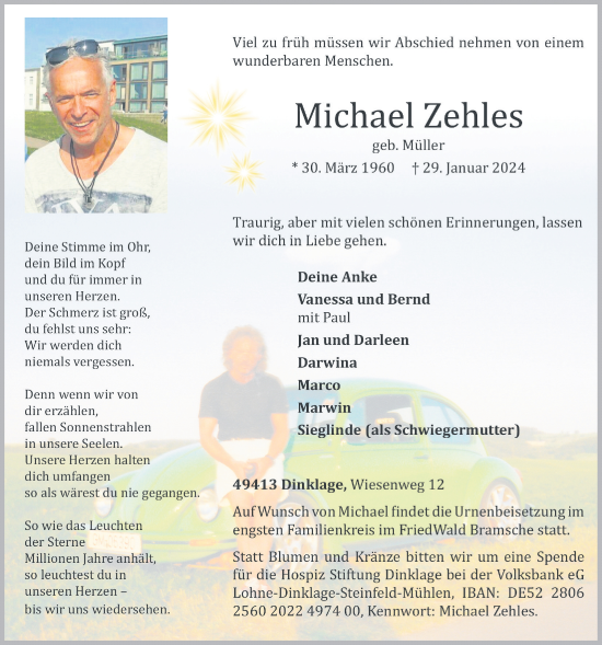 Anzeige von Michael Zehles von OM-Medien