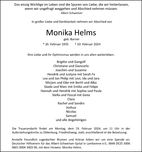 Anzeige von Monika Helms von OM-Medien