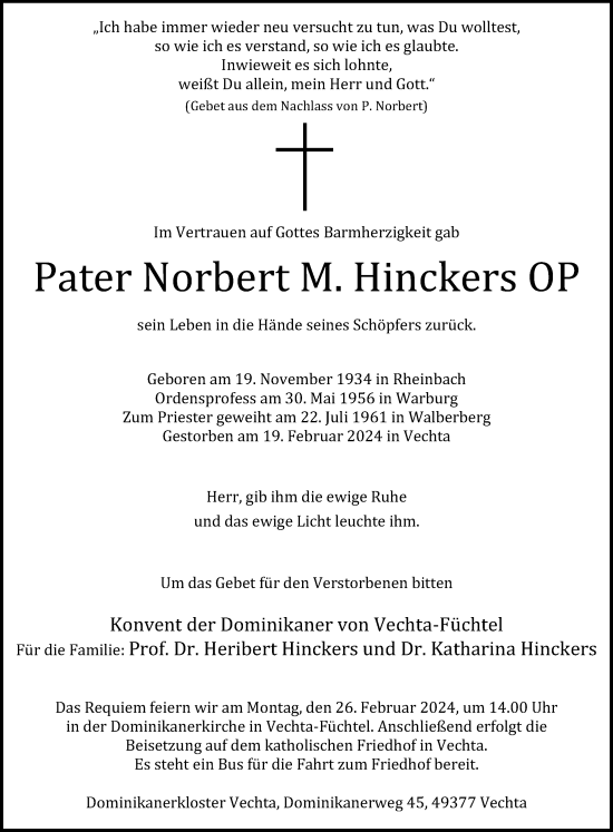 Anzeige von Norbert M. Hinckers von OM-Medien