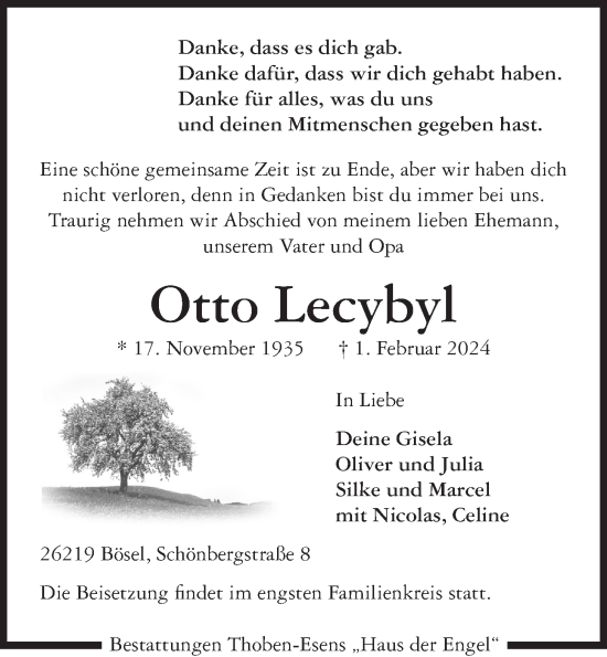 Anzeige von Otto Lecybyl von OM-Medien