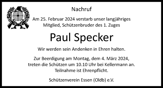 Anzeige von Paul Specker von OM-Medien