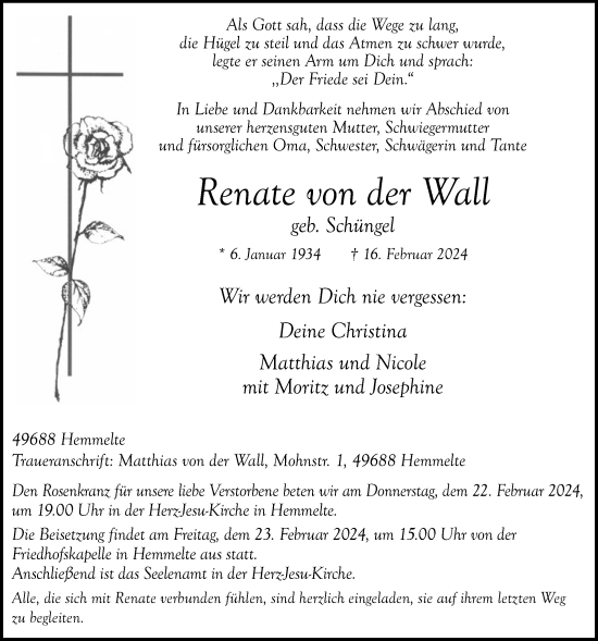 Anzeige von Renate von der Wall von OM-Medien