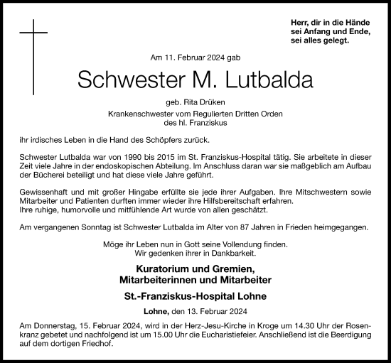 Anzeige von Rita Drüken von OM-Medien