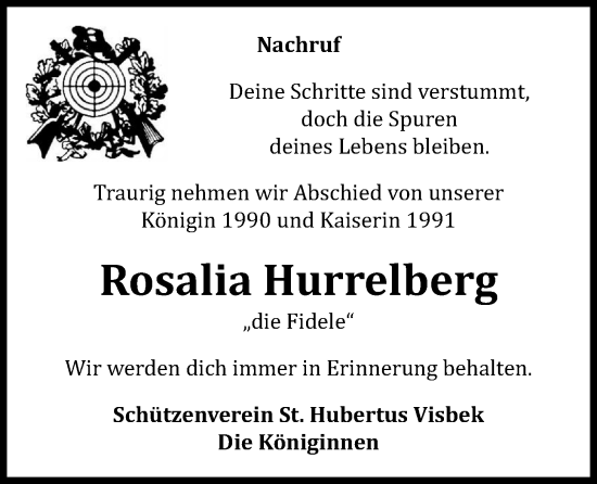 Anzeige von Rosalia Hurrelberg von OM-Medien