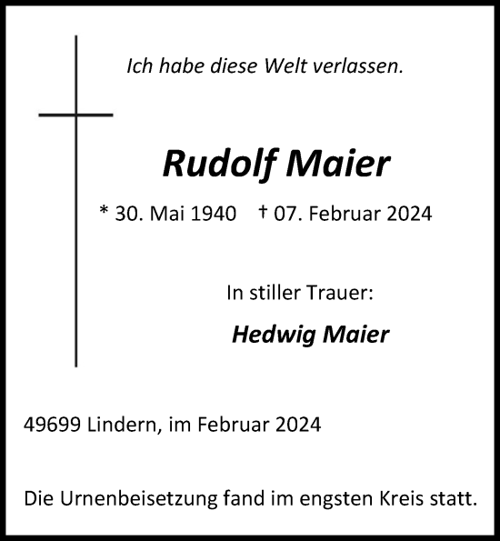 Anzeige von Rudolf Maier von OM-Medien