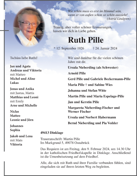 Anzeige von Ruth Pille von OM-Medien