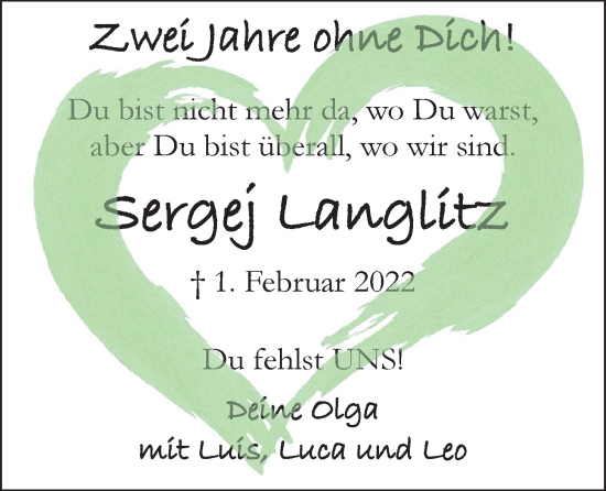 Anzeige von Sergej Langlitz von OM-Medien