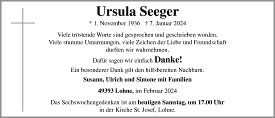 Anzeige von Ursula Seeger von OM-Medien