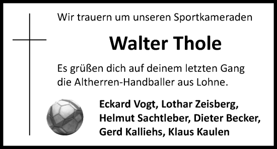 Anzeige von Walter Thole von OM-Medien