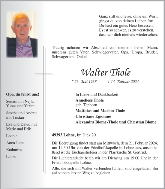 Anzeige von Walter Thole von OM-Medien