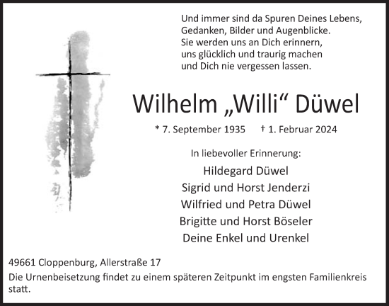Anzeige von Wilhelm Düwel von OM-Medien