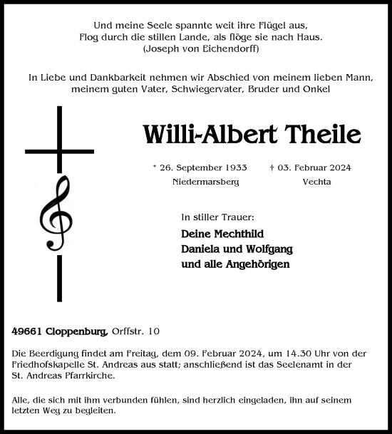 Anzeige von Willi-Albert Theile von OM-Medien