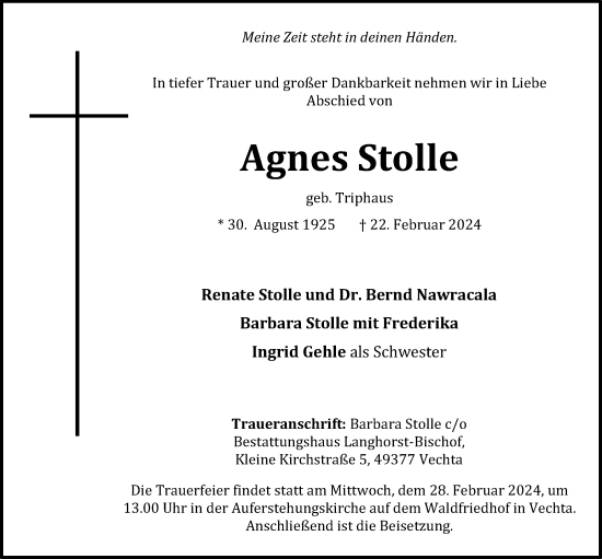 Anzeige von Agnes Stolle von OM-Medien