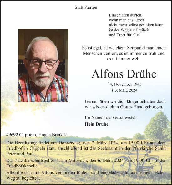 Anzeige von Alfons Drühe von OM-Medien