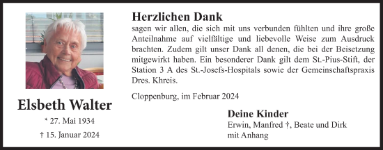 Anzeige von Elsbeth Walter von OM-Medien