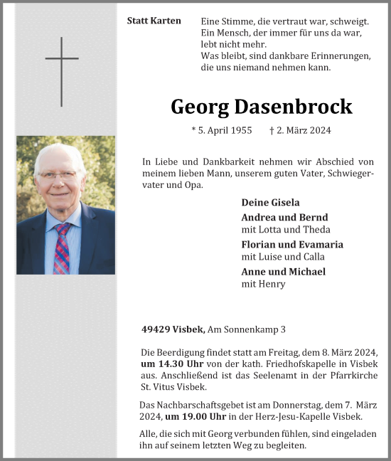 Anzeige von Georg Dasenbrock von OM-Medien