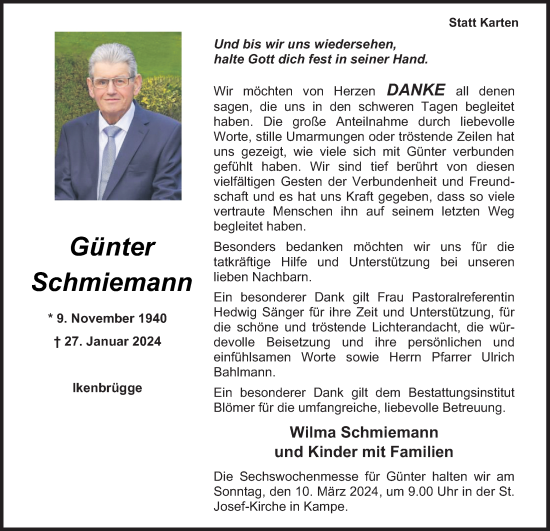 Anzeige von Günter Schmiemann von OM-Medien