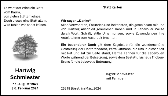 Anzeige von Hartwig Schmiester von OM-Medien