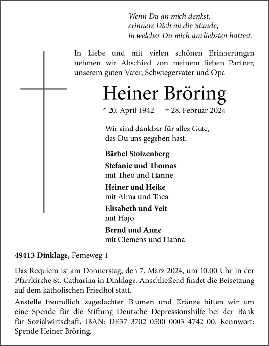 Anzeige von Heiner Bröring von OM-Medien