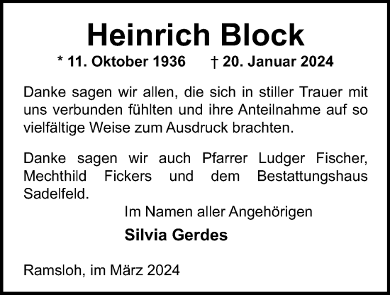 Anzeige von Heinrich Block von OM-Medien