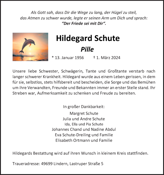 Anzeige von Hildegard Schute von OM-Medien