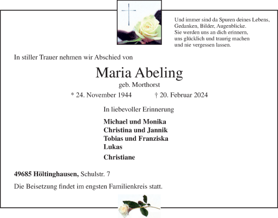 Anzeige von Maria Abeling von OM-Medien