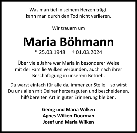 Anzeige von Maria Böhmann von OM-Medien