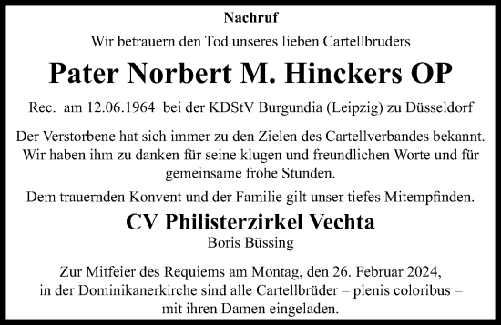 Anzeige von Norbert M. Hinckers von OM-Medien