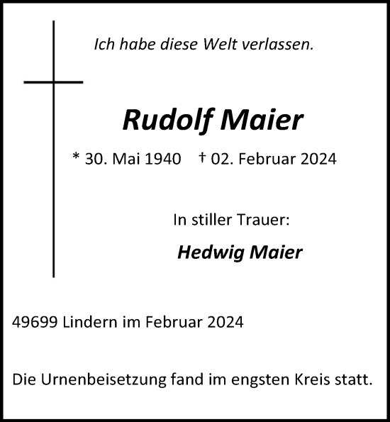 Anzeige von Rudolf Maier von OM-Medien