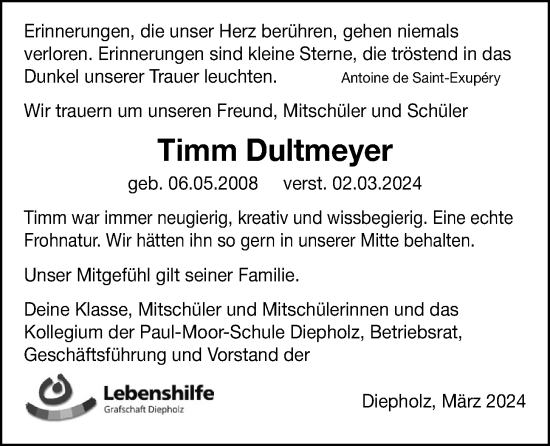 Anzeige von Timm Dultmeyer von OM-Medien