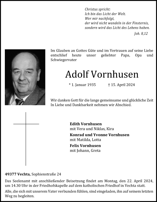 Anzeige von Adolf Vornhusen von OM-Medien