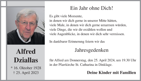 Anzeige von Alfred Dziallas von OM-Medien