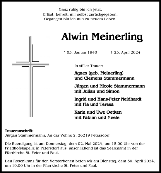 Anzeige von Alwin Meinerling von OM-Medien