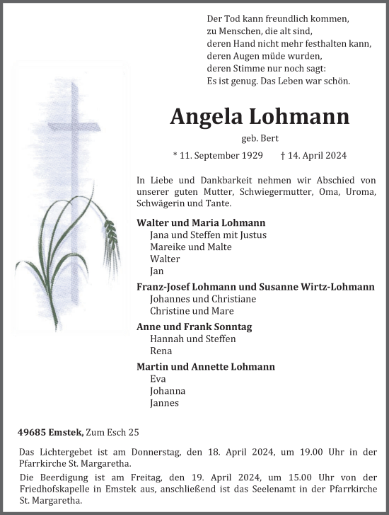 Anzeige von Angela Lohmann von OM-Medien