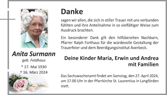 Anzeige von Anita Surmann von OM-Medien