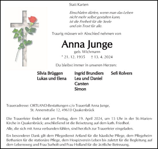 Anzeige von Anna Junge von OM-Medien