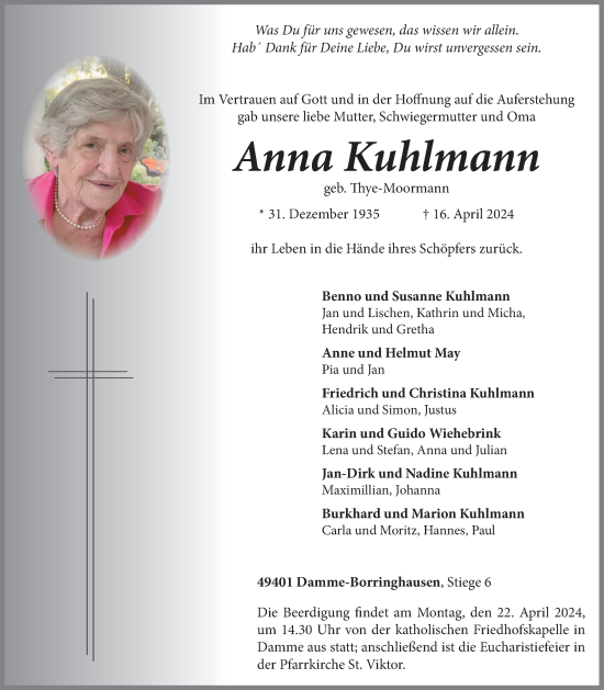 Anzeige von Anna Kuhlmann von OM-Medien