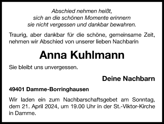Anzeige von Anna Kuhlmann von OM-Medien