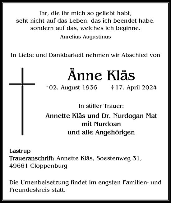 Anzeige von Anne Kläs von OM-Medien