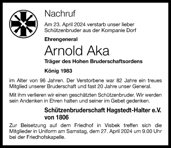 Anzeige von Arnold Aka von OM-Medien
