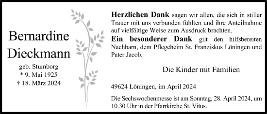 Anzeige von Bernardine Dieckmann von OM-Medien