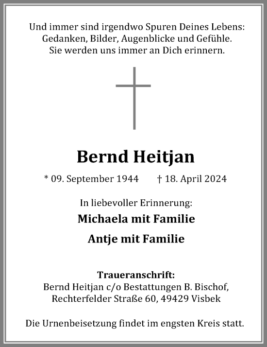 Anzeige von Bernd Heitjan von OM-Medien