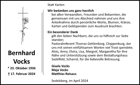 Anzeige von Bernhard Vocks von OM-Medien